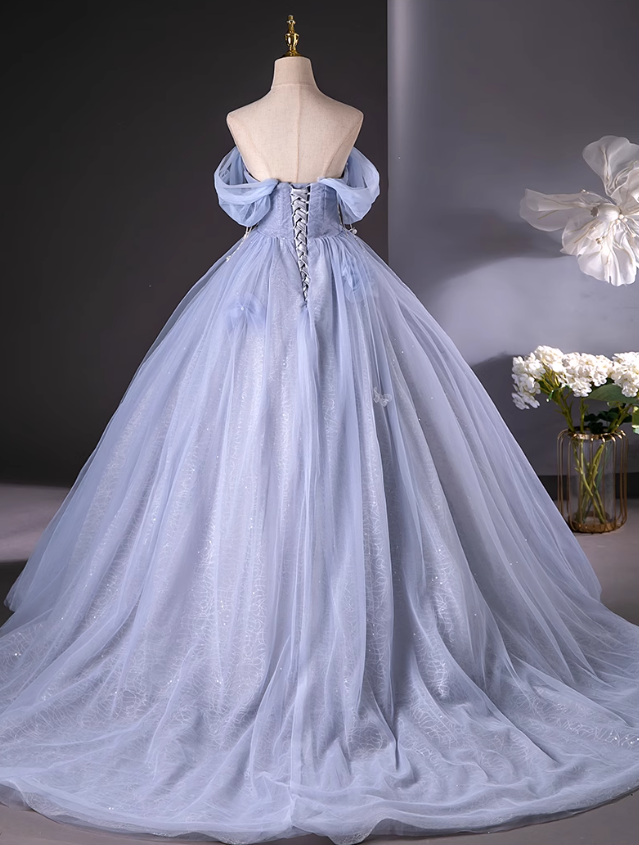 Vestido de fiesta largo de tul con escote corazón y corte en A, vestido formal elegante ED01238