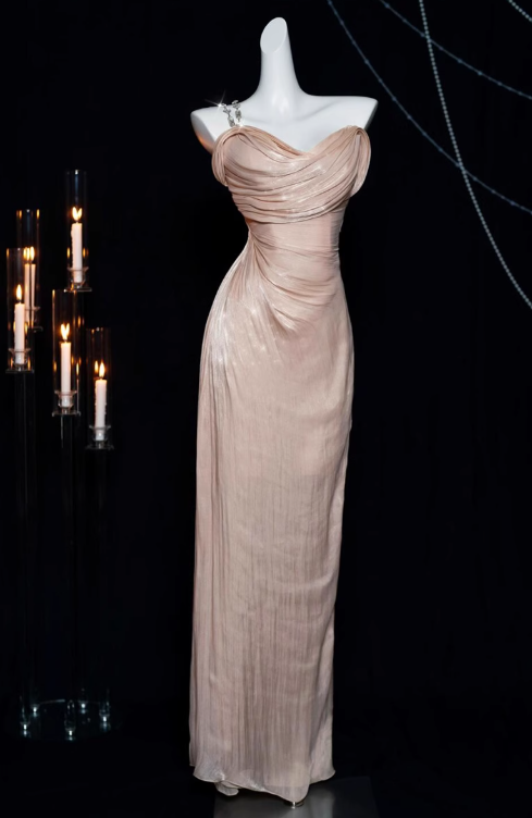 Vestido de fiesta largo de satén con un solo hombro, vestido formal ED01239