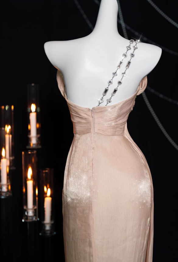 Vestido de fiesta largo de satén con un solo hombro, vestido formal ED01239
