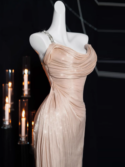 Vestido de fiesta largo de satén con un solo hombro, vestido formal ED01239