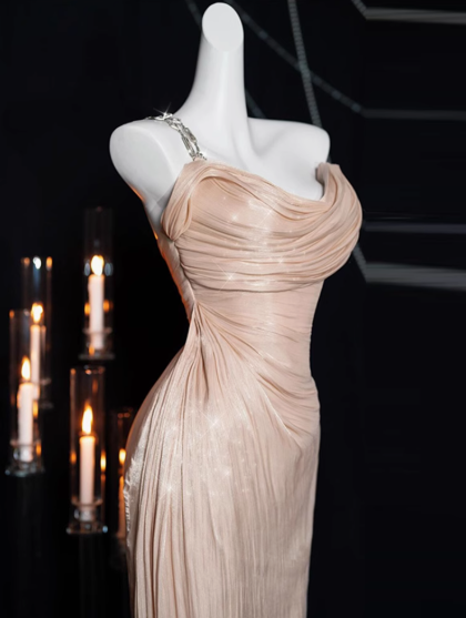 Vestido de fiesta largo de satén con un solo hombro, vestido formal ED01239