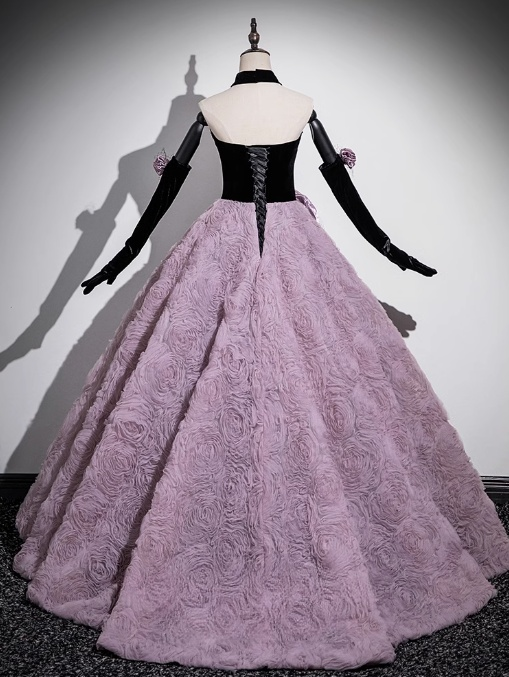 Vestido de fiesta largo de tul y terciopelo con escote en forma de corazón, corte A, para quinceañeras ED01241