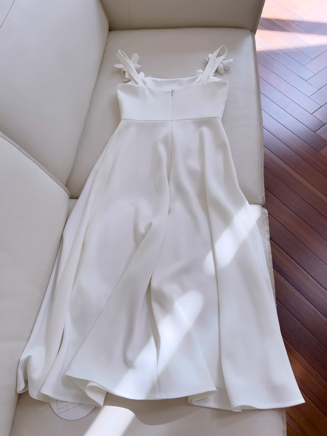 Vestido retro francés con tirantes blancos y flores ED01250