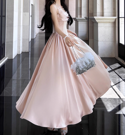Vestido francés de corte A con tirantes y temperamento de alta gama ED01255