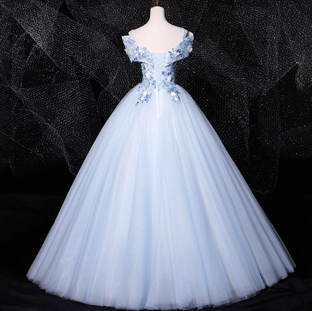 Vestido de fiesta largo de tul con bordado y hombros descubiertos, corte A, elegante vestido formal largo ED01261