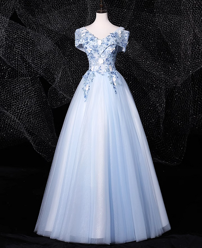 Vestido de fiesta largo de tul con bordado y hombros descubiertos, corte A, elegante vestido formal largo ED01261