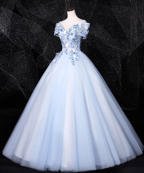 Vestido de fiesta largo de tul con bordado y hombros descubiertos, corte A, elegante vestido formal largo ED01261
