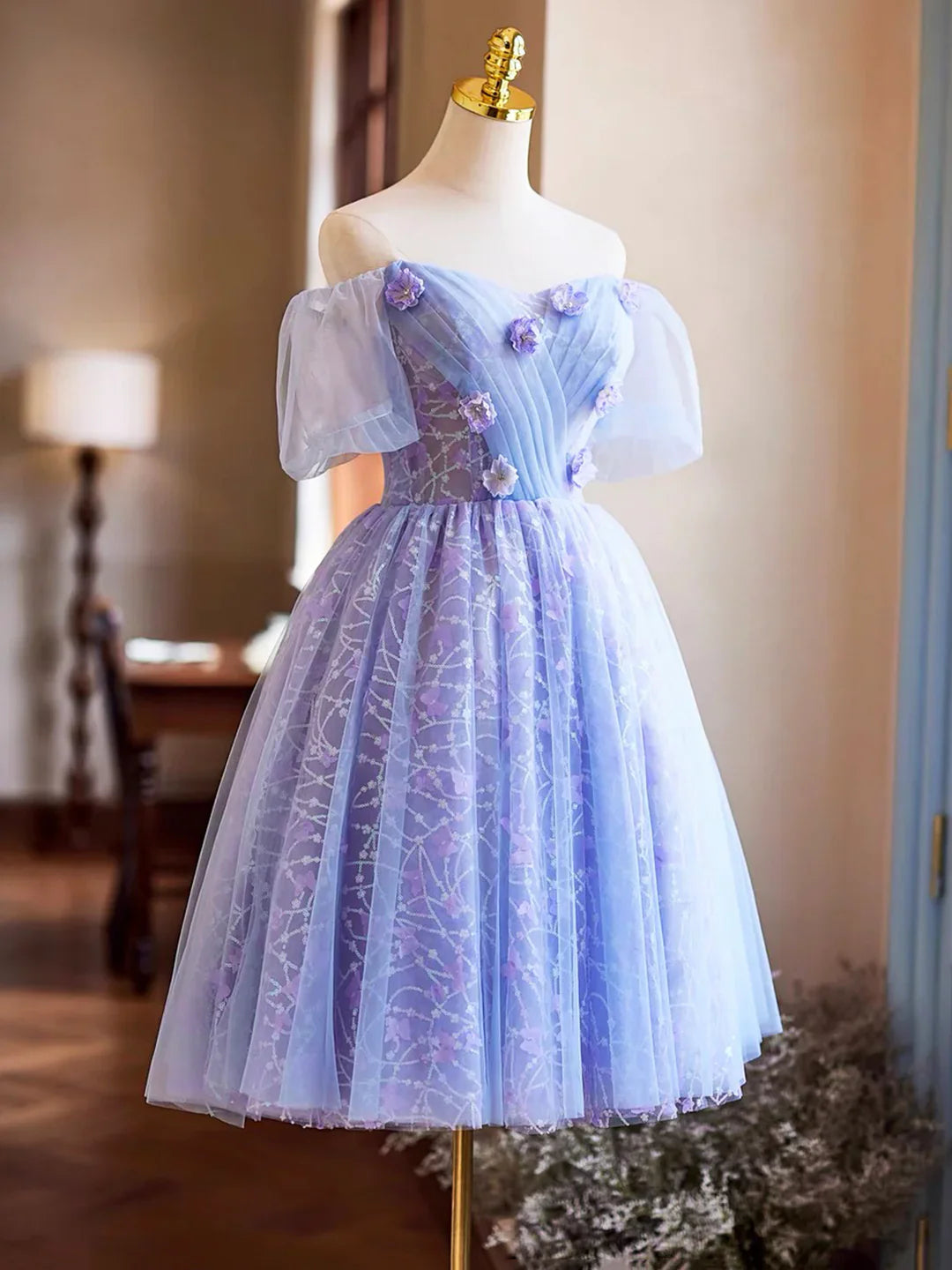 Lavender Appliques Sequins Homecoming Dress, Beautiful A-Line Short Prom Dress ED01327