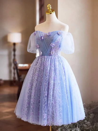 Lavender Appliques Sequins Homecoming Dress, Beautiful A-Line Short Prom Dress ED01327