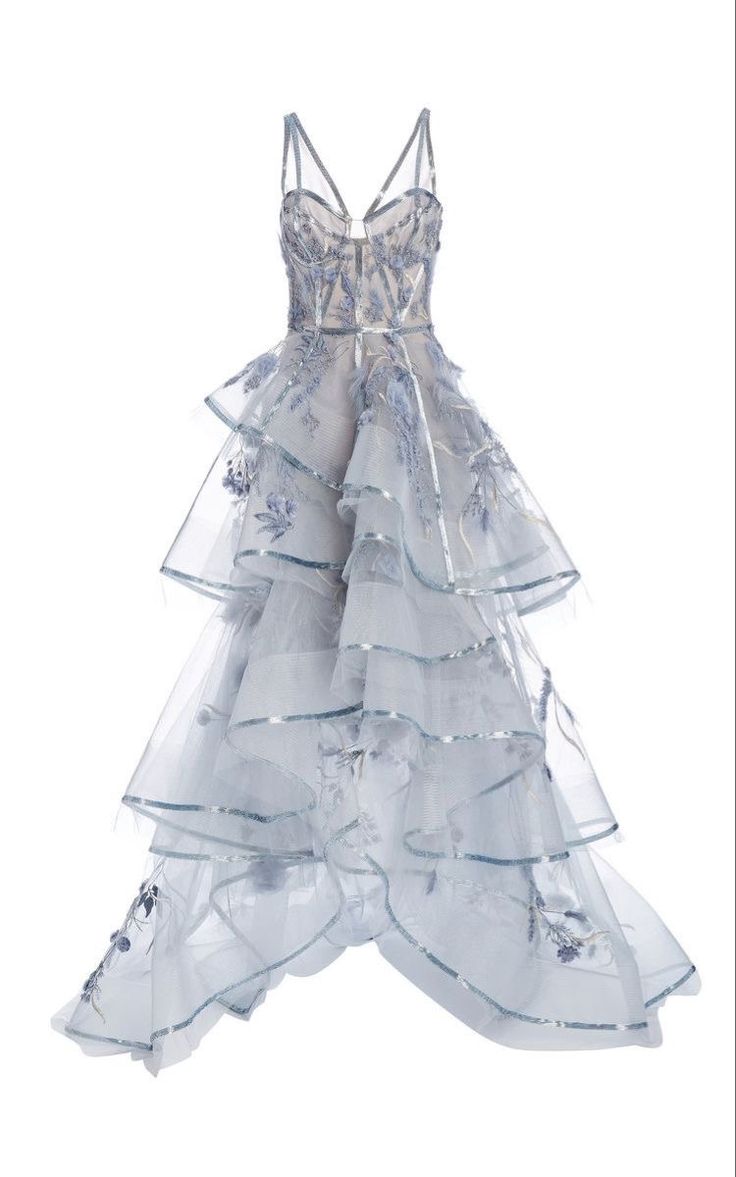 Vestido largo de tul con tirantes finos y bordado, corte en A, ED01331