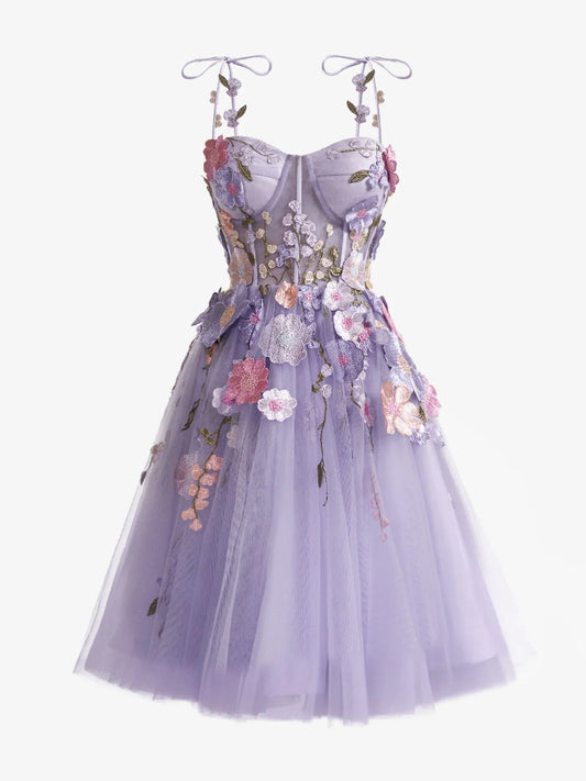 A-Line Sweetheart Neckline Lavender Applique  Mini Short Prom Dress Homecoming Dress ED01393