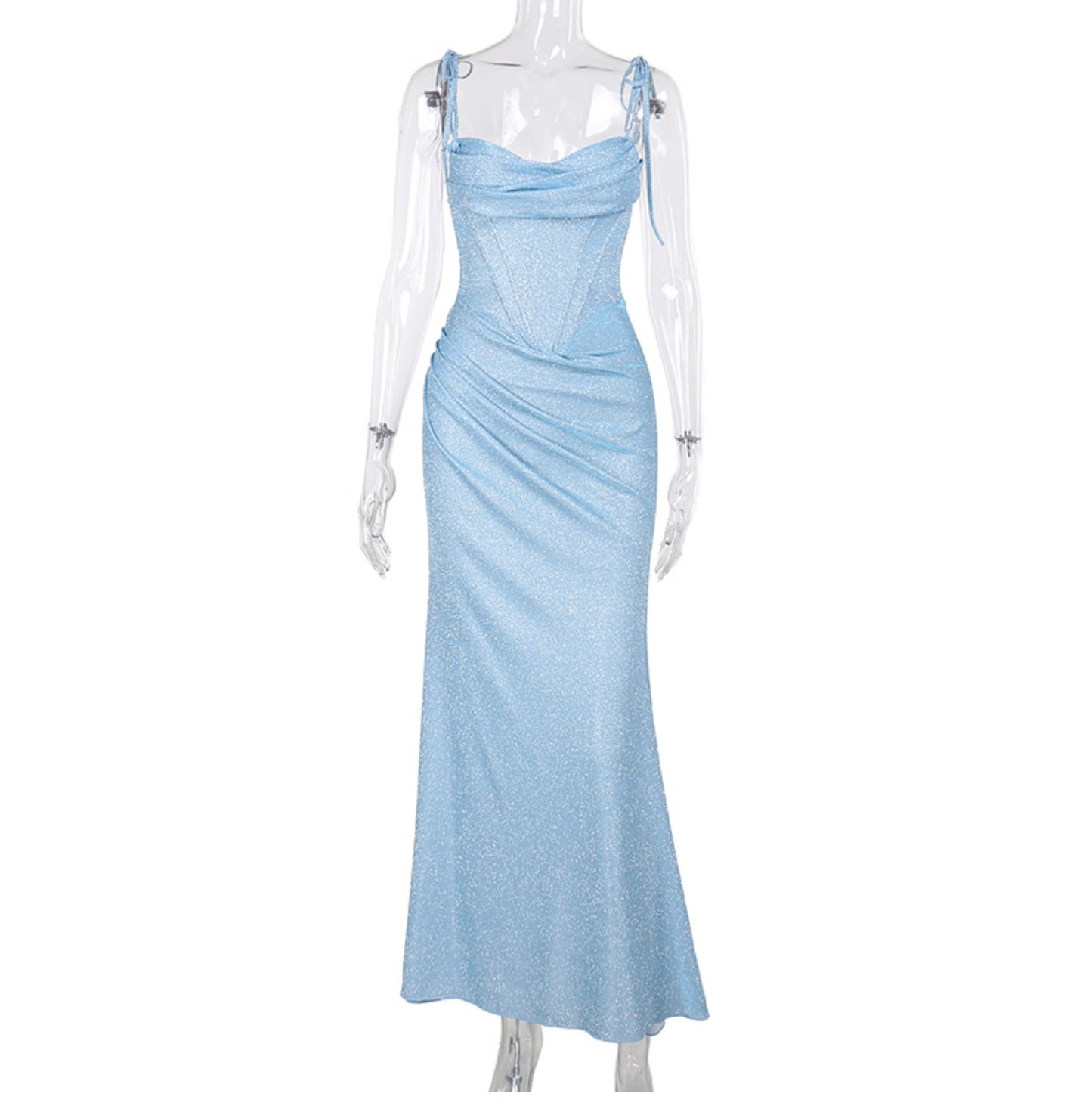 Blue Mermaid Spaghetti Strap Simple Long Prom Dress ED01399