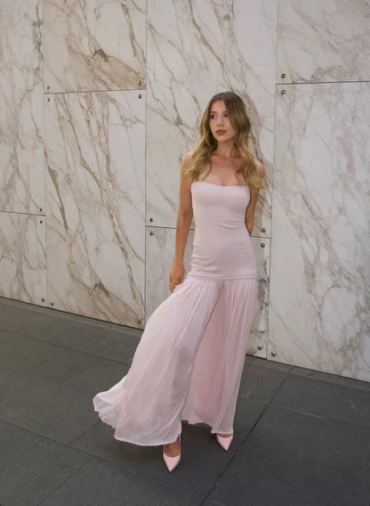 Modest Mermaid Pink Long Prom Dresses Formal Graduation Party Dress Evening Dress ED01408