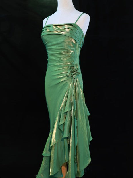 Vintage Spaghetti Straps Chiffon Satin Ruffled Prom Dresses Fairytale Party Dresses ED01410