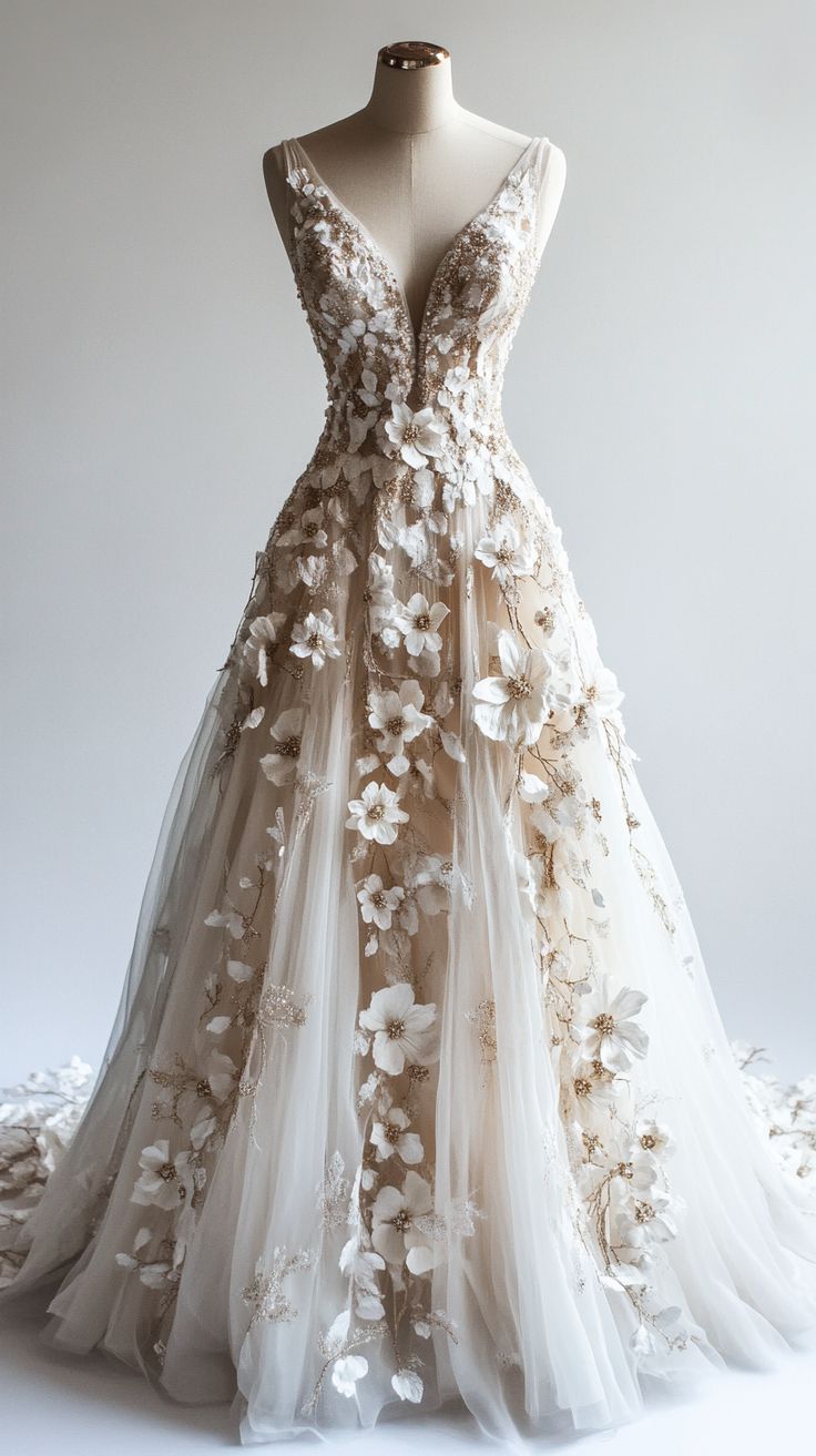 Vestido de novia retro de corte A con escote en V, tul, apliques 3D y cuentas, vestido de noche sencillo ED01411
