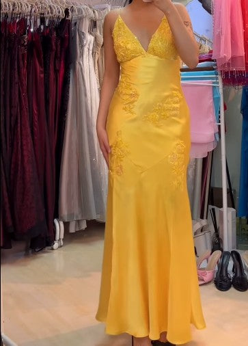 Chic A-Line Satin Spaghetti Straps Green Vintage  Backless Long Prom Dresses  ED01470