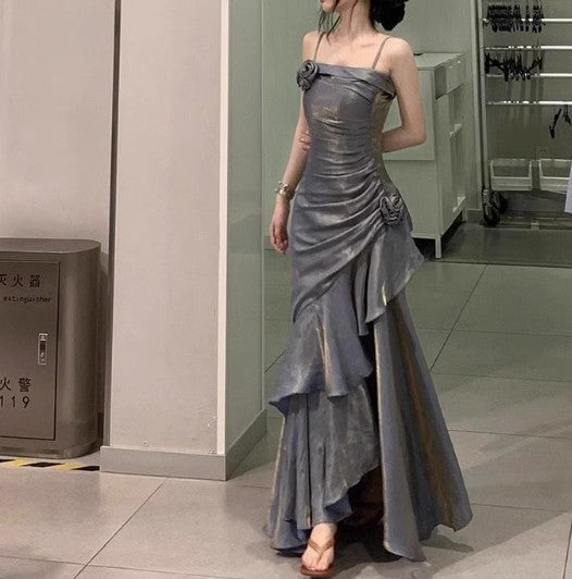 ❤️Elegant Satin Prom Dress for Quinceanera&Party-Fairytale A-line Straps Evening Gown for Birthday ED01484