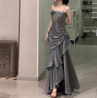 ❤️Elegant Satin Prom Dress for Quinceanera&Party-Fairytale A-line Straps Evening Gown for Birthday ED01484