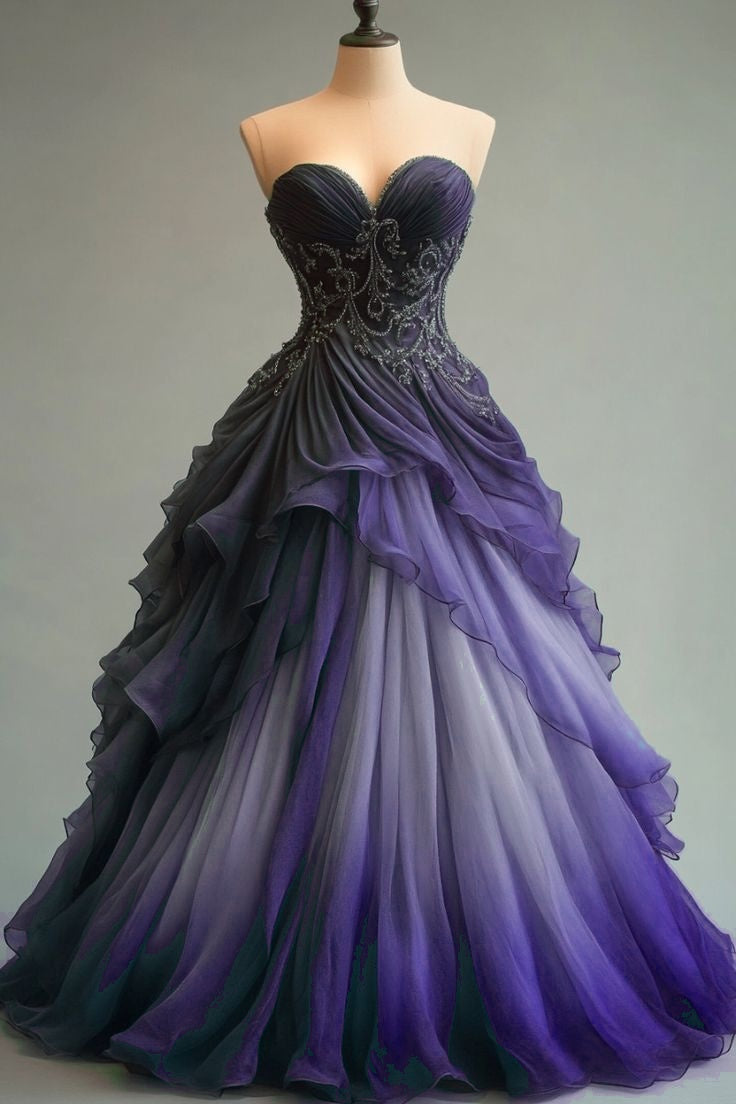 Vestido de fiesta largo de tul con escote corazón y cuentas, elegante vestido de quinceañera ED01487