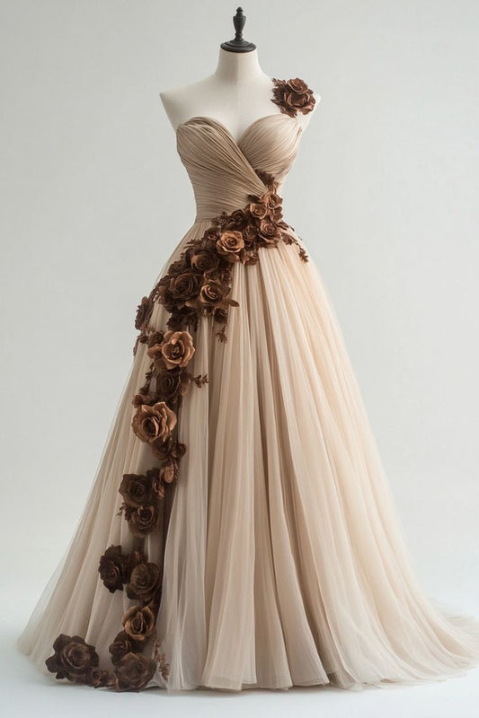 Elegante vestido de quinceañera con escote en forma de A y apliques de tul, vestido de fiesta largo, vestido de novia ED01491