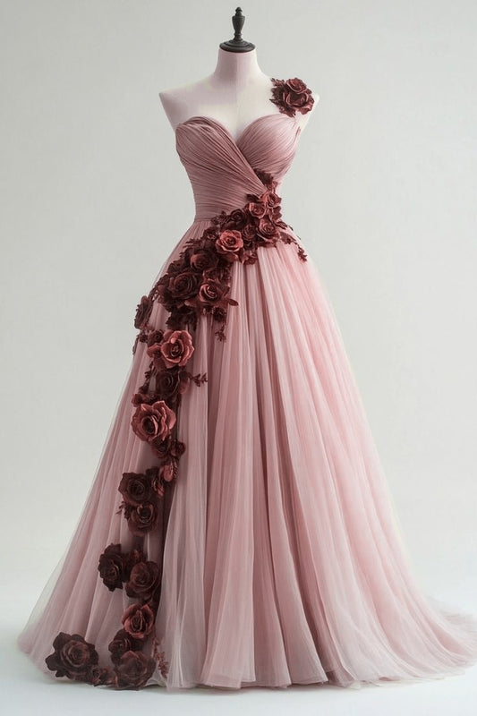 Elegante vestido de quinceañera con escote en forma de A y apliques de tul, vestido de fiesta largo, vestido de novia ED01491