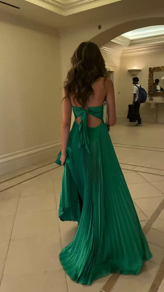 Forest Green Backless Prom Dress for Vegas Pool Party💚 Glam Chiffon Evening Dress for Special Ocassion ED01530
