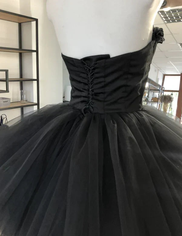 A-line Sweetheart Corset Tulle Strapless Prom Dress ED01560