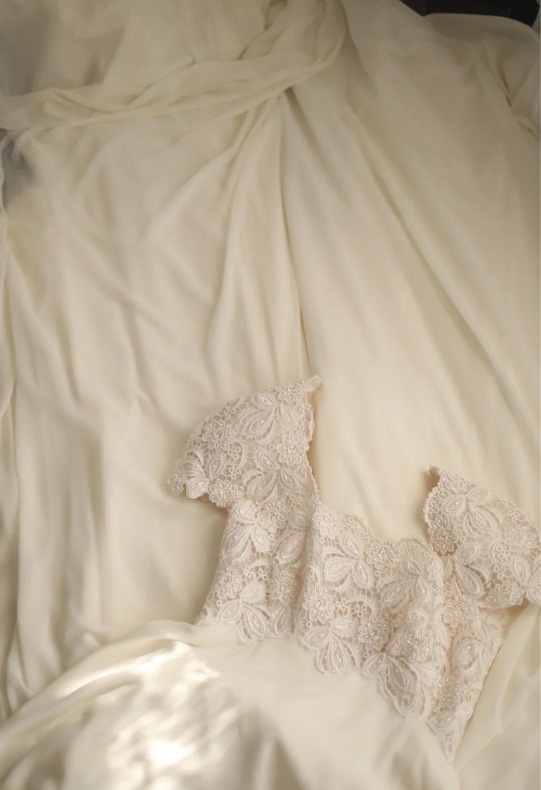 Vestido largo estilo imperio de gasa con escote cuadrado en beige, con encaje y cuentas, para fiesta de graduación, boda, ED01583