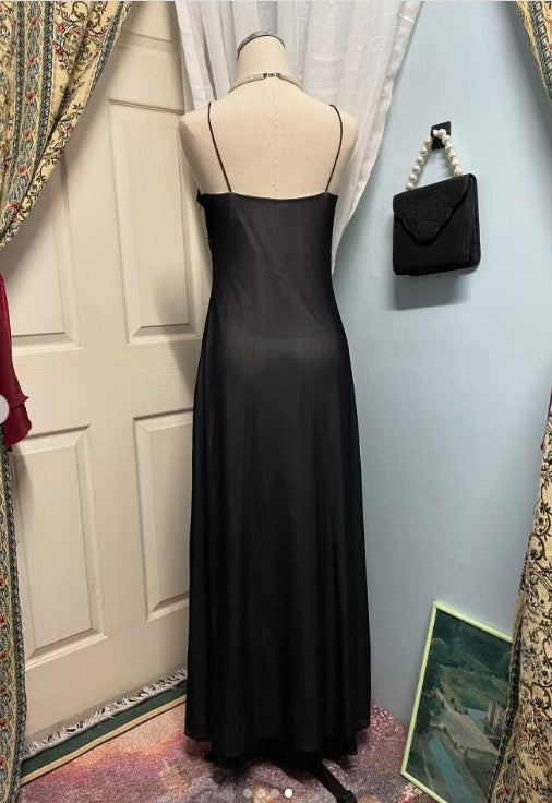 Vestido de fiesta largo de sirena azul marino con tirantes finos, tul y cuentas, escote en V, estilo vintage, ED01616