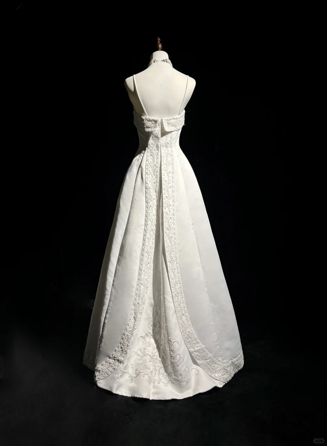 Vestido de fiesta largo de satén con cuentas y tirantes finos, corte A, blanco, para novia, graduación, ED01630