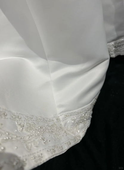 Vestido de fiesta largo de satén con cuentas y tirantes finos, corte A, blanco, para novia, graduación, ED01630