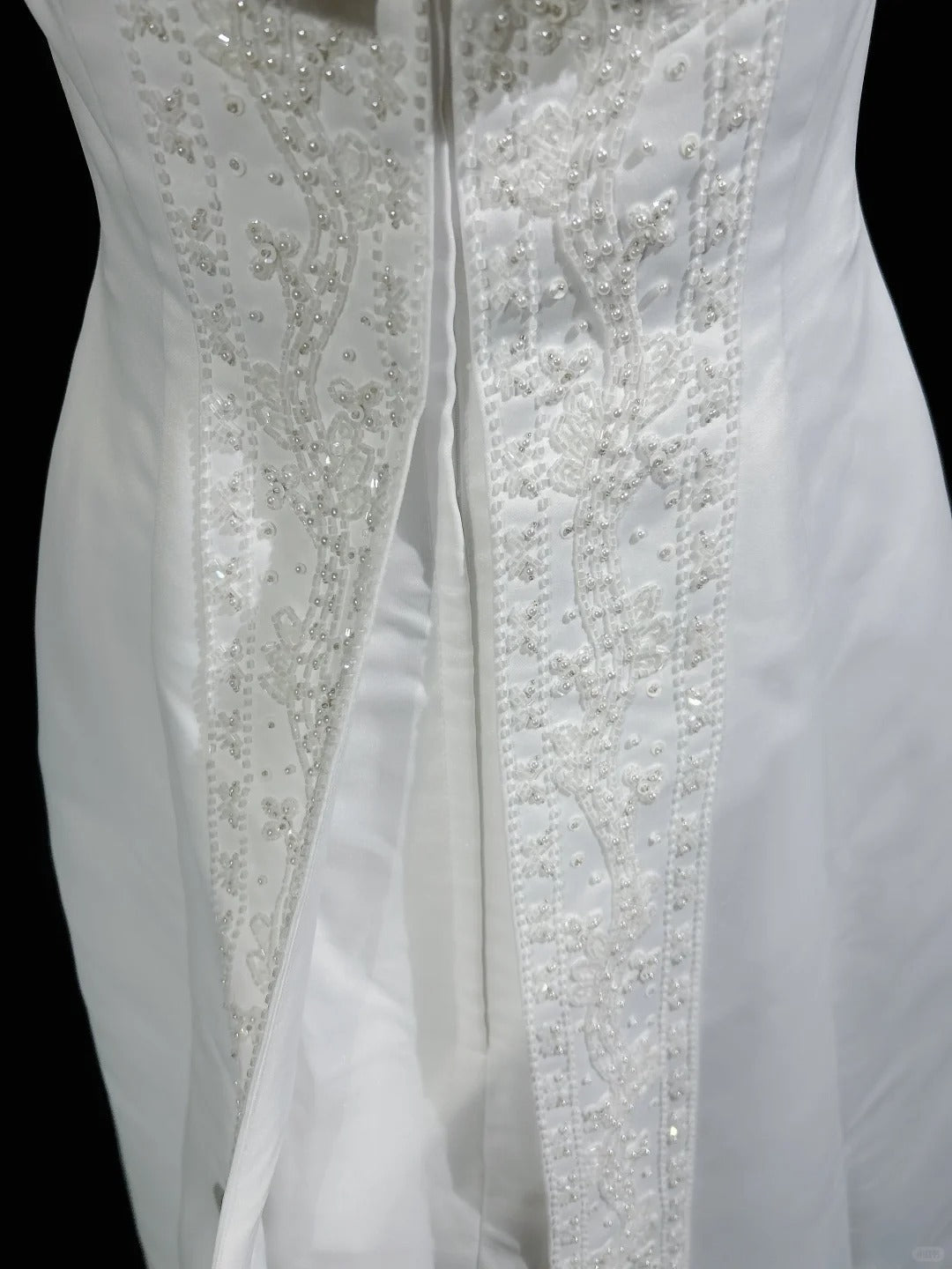 Vestido de fiesta largo de satén con cuentas y tirantes finos, corte A, blanco, para novia, graduación, ED01630