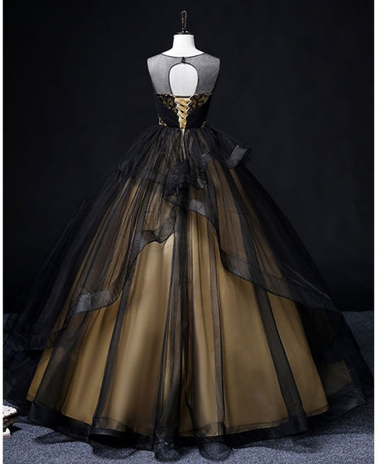 Vestido de fiesta largo de tul con escote redondo y corte en A, elegante vestido de noche ED01637