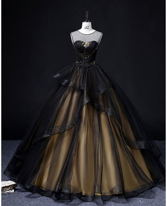 Vestido de fiesta largo de tul con escote redondo y corte en A, elegante vestido de noche ED01637