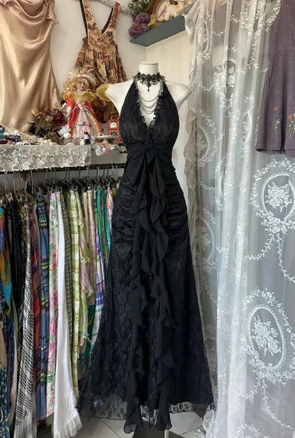 Black/Red Sweet Vintage Fashion Backless Long A-Line Chiffon Tulle Ball Gown Evening Dress Birthday Dress gh4244
