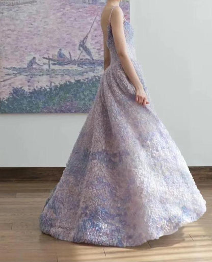 Vestido largo de fiesta con tirantes finos, corte A, tul y apliques, para ceremonia de cumpleaños, ED01654