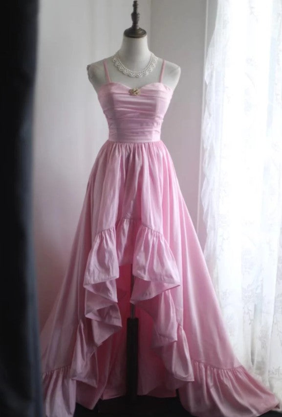 Vestido de novia largo de satén con tirantes finos, corte A, para cumpleaños, quinceañera, fiesta de graduación, ED01712