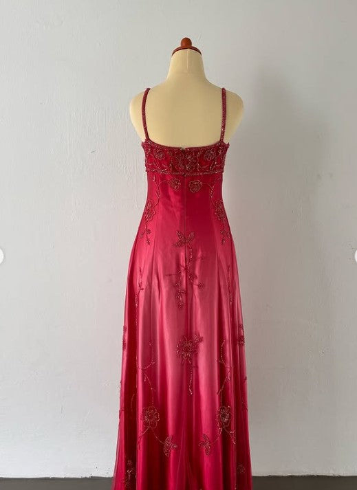 Gothic Vintage Prom Dress Under $170🩵Gorgeous Spaghetti Straps Beading Applique Gradient Blue Sleeveless Long Evening Dress  ED01816