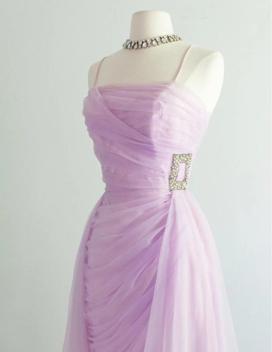 Vestido corto de fiesta de tul con tirantes finos en color rosa dulce, vestido de bienvenida ED01837