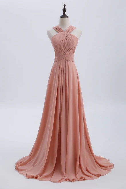 Vestido de fiesta y boda en rosa ruborizado glamuroso - Vestido de noche de gasa para quinceañeras y graduación ED01931
