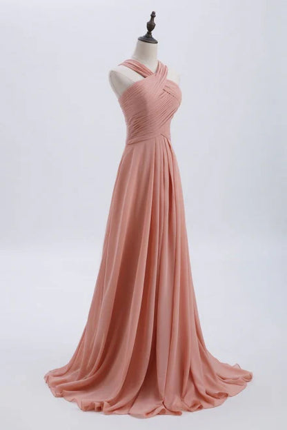 Vestido de fiesta y boda en rosa ruborizado glamuroso - Vestido de noche de gasa para quinceañeras y graduación ED01931