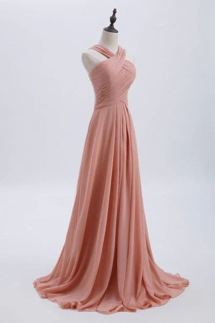Vestido de fiesta y boda en rosa ruborizado glamuroso - Vestido de noche de gasa para quinceañeras y graduación ED01931