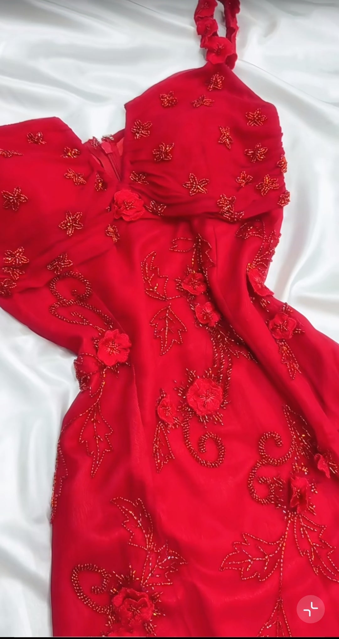 Vestido de fiesta de gasa roja estilo cuento de hadas retro para fiesta y cumpleaños, con apliques de cuentas brillantes, ED01954