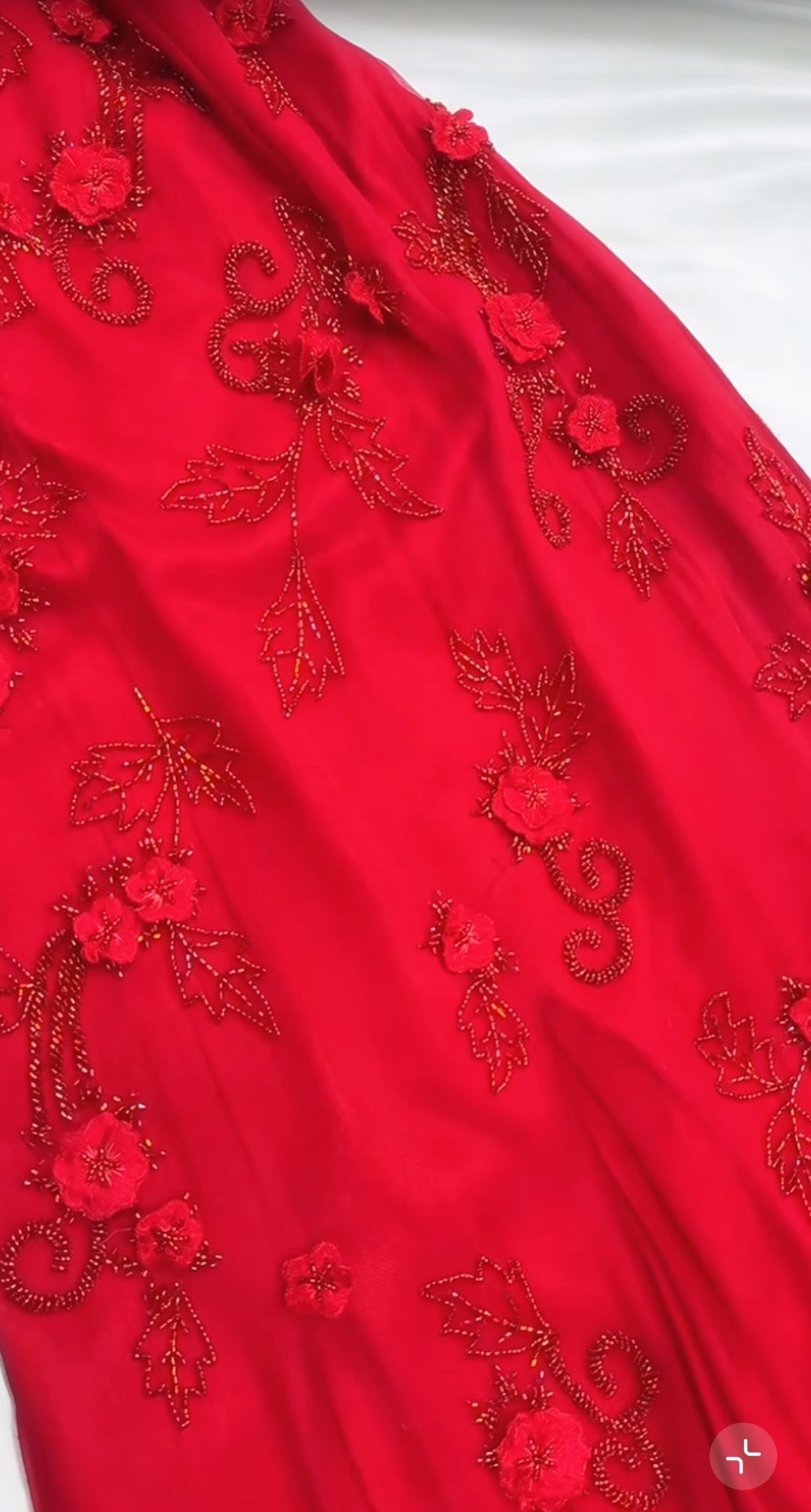 Vestido de fiesta de gasa roja estilo cuento de hadas retro para fiesta y cumpleaños, con apliques de cuentas brillantes, ED01954