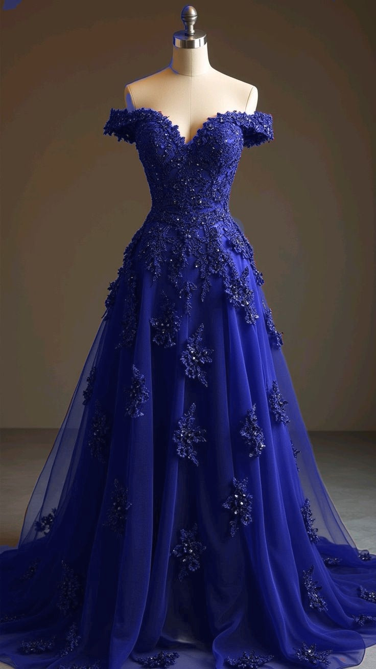 Hermoso vestido de fiesta largo de tul rojo con hombros descubiertos, corte A y cuentas, vestido de noche formal con apliques ED01977