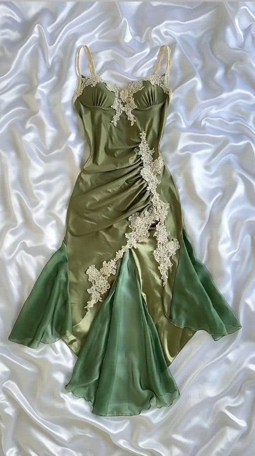 Elegant Navy Blue Spaghetti Straps Mermaid Satin Appliques Prom Dresses Party Dresses ED01319