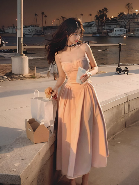 Vestido de ballet con tirantes franceses en forma de A ED0202