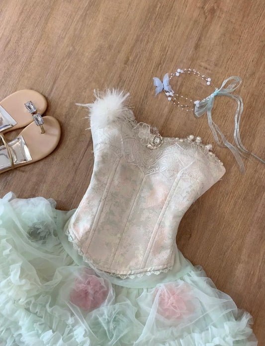 Vestido de fiesta corto de tul sin tirantes, corte A, con encaje, para regreso a casa, ED02131