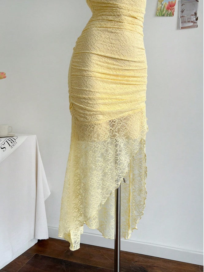 Hermoso vestido de fiesta corto ajustado de encaje azul real, sin tirantes ni espalda, vestido de noche ED02165