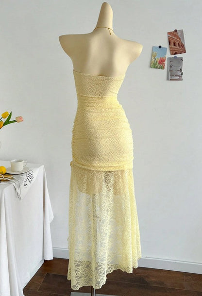 Hermoso vestido de fiesta corto ajustado de encaje azul real, sin tirantes ni espalda, vestido de noche ED02165
